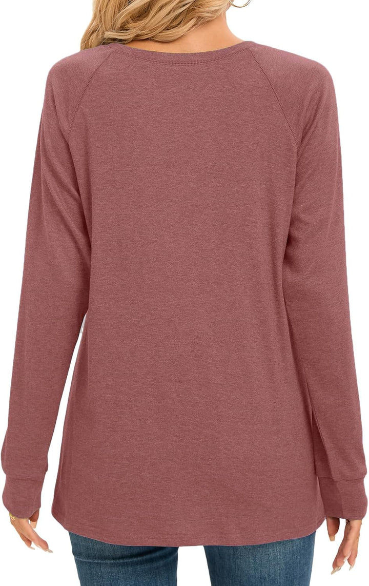 Cuptacc Langarmshirt Damen Rundhals Casual Locker Falten Tshirt Langarm Damen Oberteile Elegant Dunk