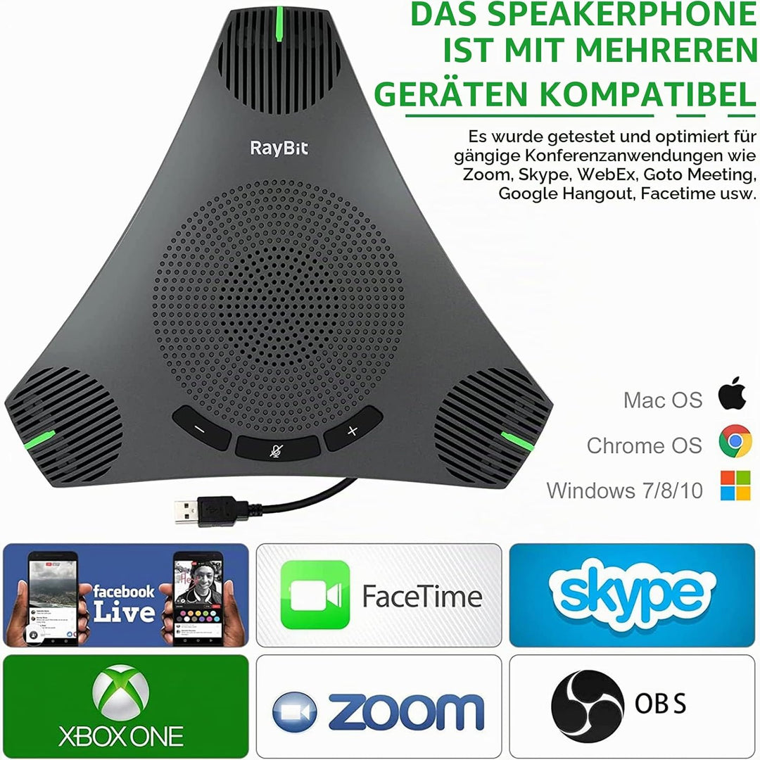 USB Konferenzlautsprecher mit Mikrofon für 8-10 Personen Geschäftstreffen, Konferenzmikrofon mit Sma