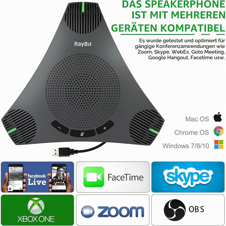 USB Konferenzlautsprecher mit Mikrofon für 8-10 Personen Geschäftstreffen, Konferenzmikrofon mit Sma