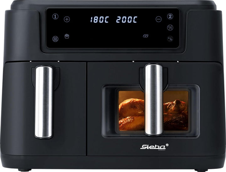 Steba Doppel-Heissluftfritteuse, DUO-Kochzone mit insgesamt 9,5 l Volumen, grosser Frittierkorb mit