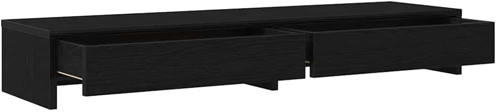 vidaXL Monitorständer mit Schubladen Schwarz Eichen-Optik 100x27x15 cm, Monitorerhöhung, Schreibtisc