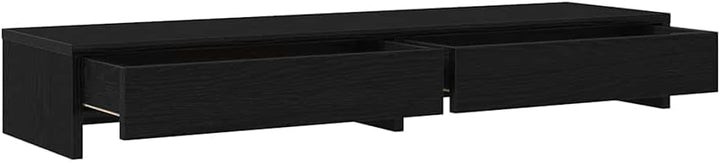 vidaXL Monitorständer mit Schubladen Schwarz Eichen-Optik 100x27x15 cm, Monitorerhöhung, Schreibtisc