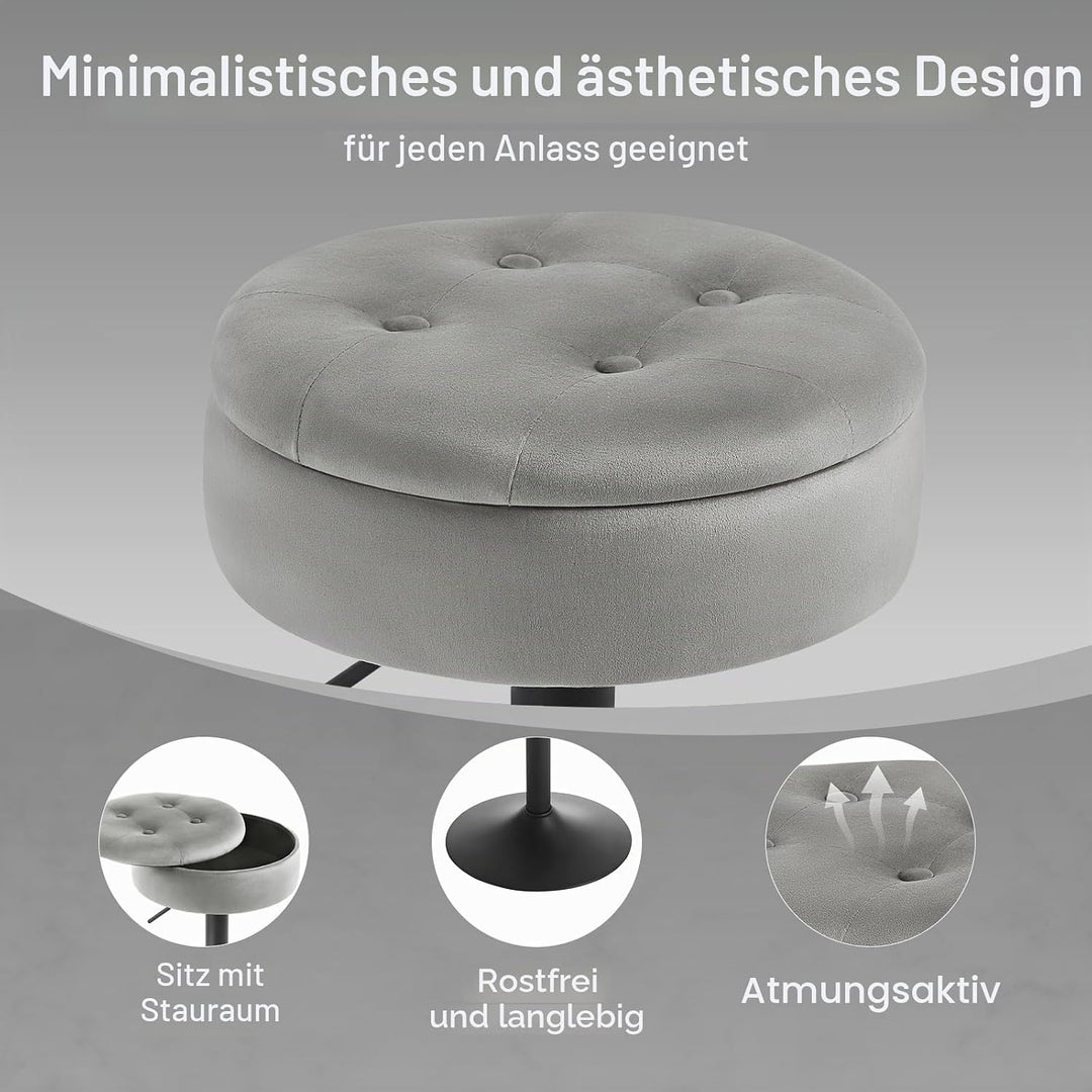 WOLTU Barhocker 2er Set, Sitzhocker mit Stauraum, Hocker höhenverstellbar 360° drehbar, Drehhocker f