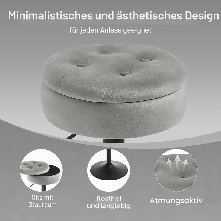 WOLTU Barhocker 2er Set, Sitzhocker mit Stauraum, Hocker höhenverstellbar 360° drehbar, Drehhocker f