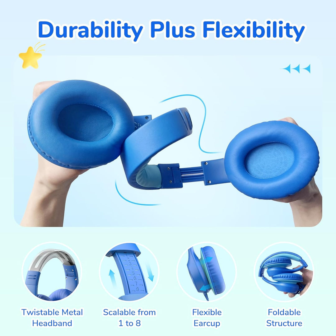 EarFun Kinder Kopfhörer mit USB-C Kabel, 85dB Lautstärkenbegrenzer, Komfortables Tragen, Hi-Fi Klang