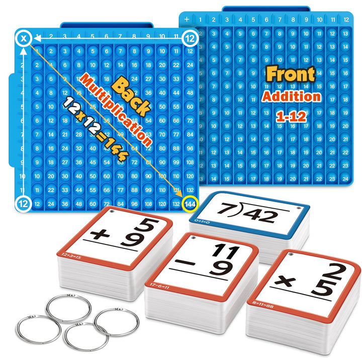 12x12 Multiplikation Fidget Spielzeug und 12+12 Additions-Lernbrett Fidget mit 332 Mathe Karteikarte