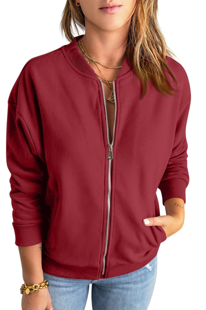 GeGekoko Zip Sweatshirt Damen übergrosse Jacket Sweatshirt Einfarbige Loose Langarm Tops Oberteile m