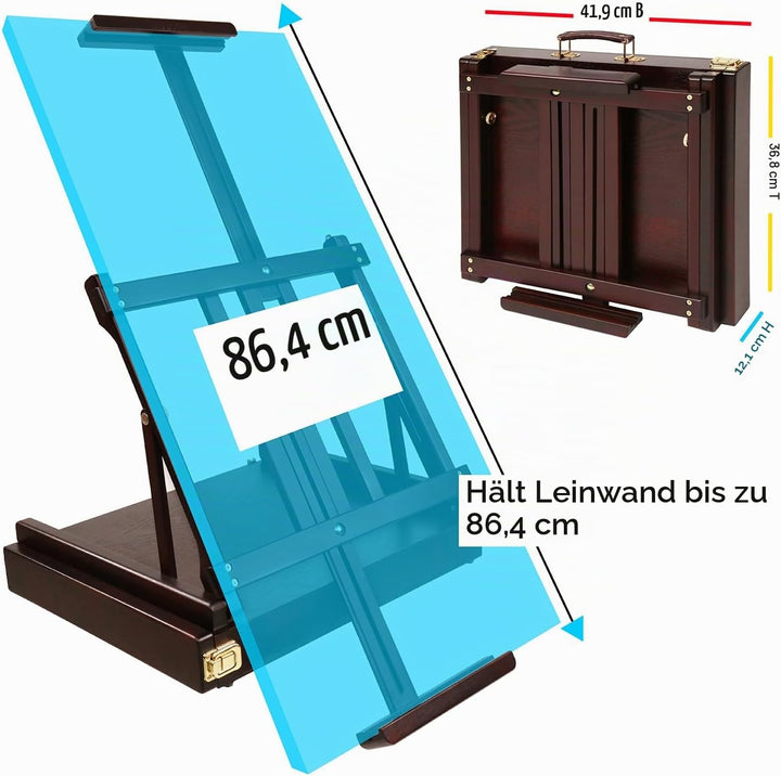 MEEDEN Studio Sketchbox Tisch Staffelei mit Metallfutter Schublade - Verstellbare Buchenholz Künstle