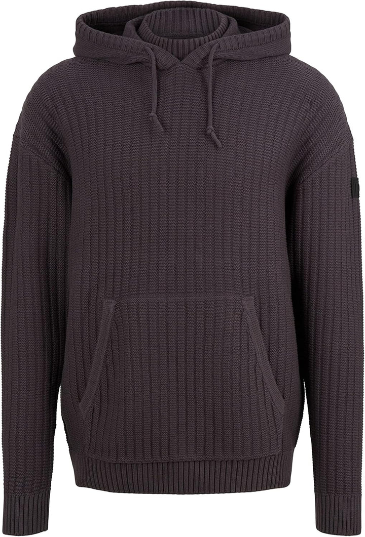 TOM TAILOR Denim Herren Kapuzenpullover mit Rippstruktur L 29476 - Coal Grey, L 29476 - Coal Grey