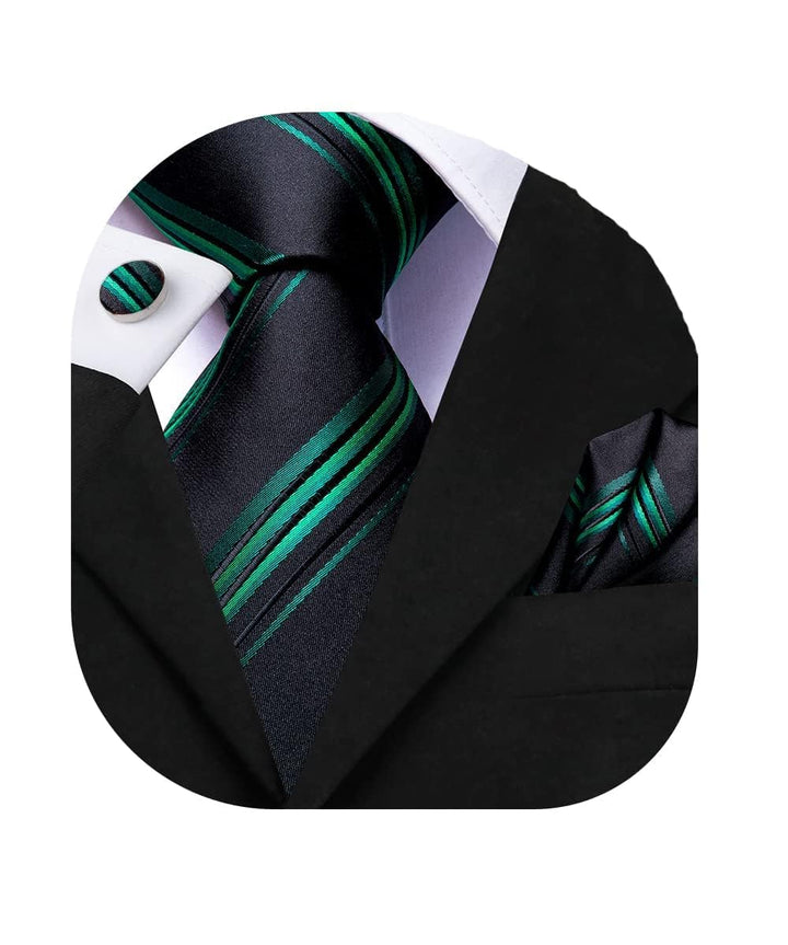 Dubulle Mens Tie Set Solid Paisley Novelty Silk Necktie for Men with Cufflinks Tie and Pocket Square