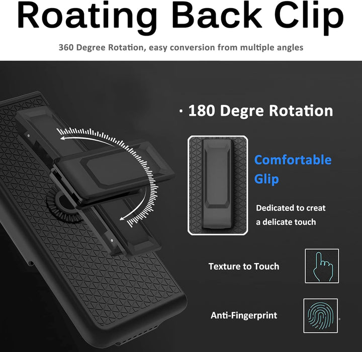 Miimall Schutzhülle für Galaxy Z Fold 3 mit Gürtelclip Hülle, Hochwertiges PU Leder Angenehme Haptik