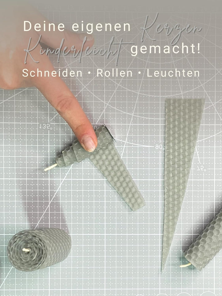 Wachsmann 20 Bienenwachsplatten aus Deutschland, hellgrau, Wachsplatten 20 x 15 cm, Bienenwachs Kerz