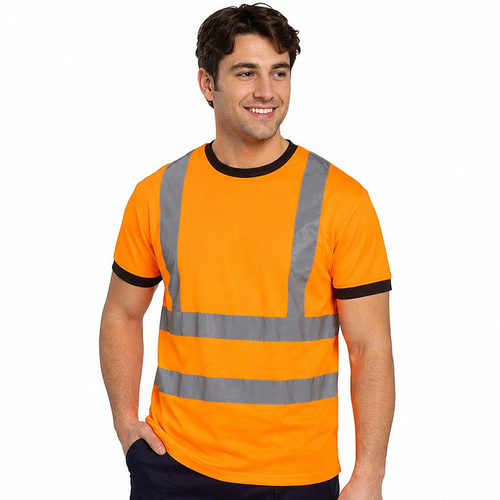 BWOLF STAR Warnschutz T-Shirt Herren – Hi Vis Arbeitsshirt mit Reflexstreifen, reflektierend, strapa