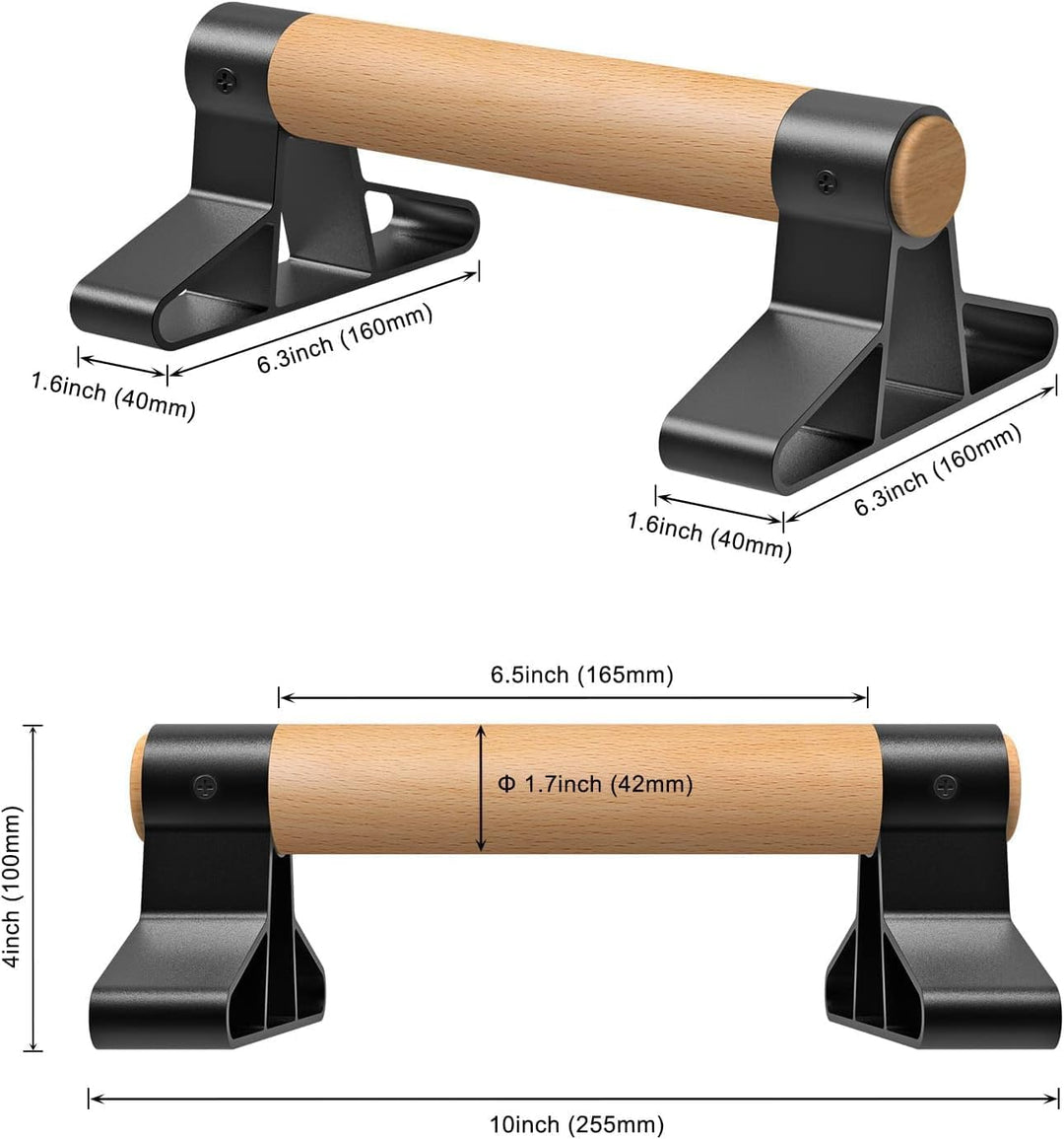 SELEWARE Liegestützgriffe mit ergonomischem Holz Griff und hochbelastbarem Stahl - Rutschfeste Push-