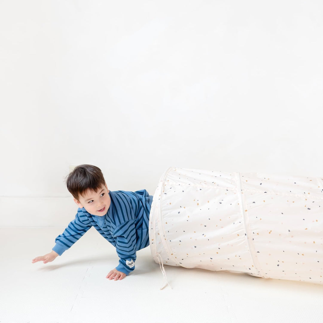3 Sprouts - Krabbeltunnel für Kinder ab 1 Jahr – Spieltunnel Indoor & Outdoor - Terrazzo Beige, Terr