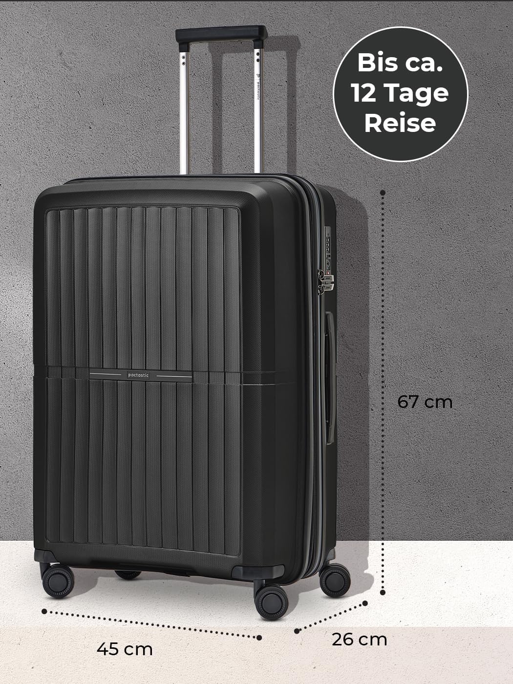 Pactastic Ultraleicht Hartschalen Check-in Koffer | Mittelgrosser Trolley 45 x 26 x 67 cm | von 71 a