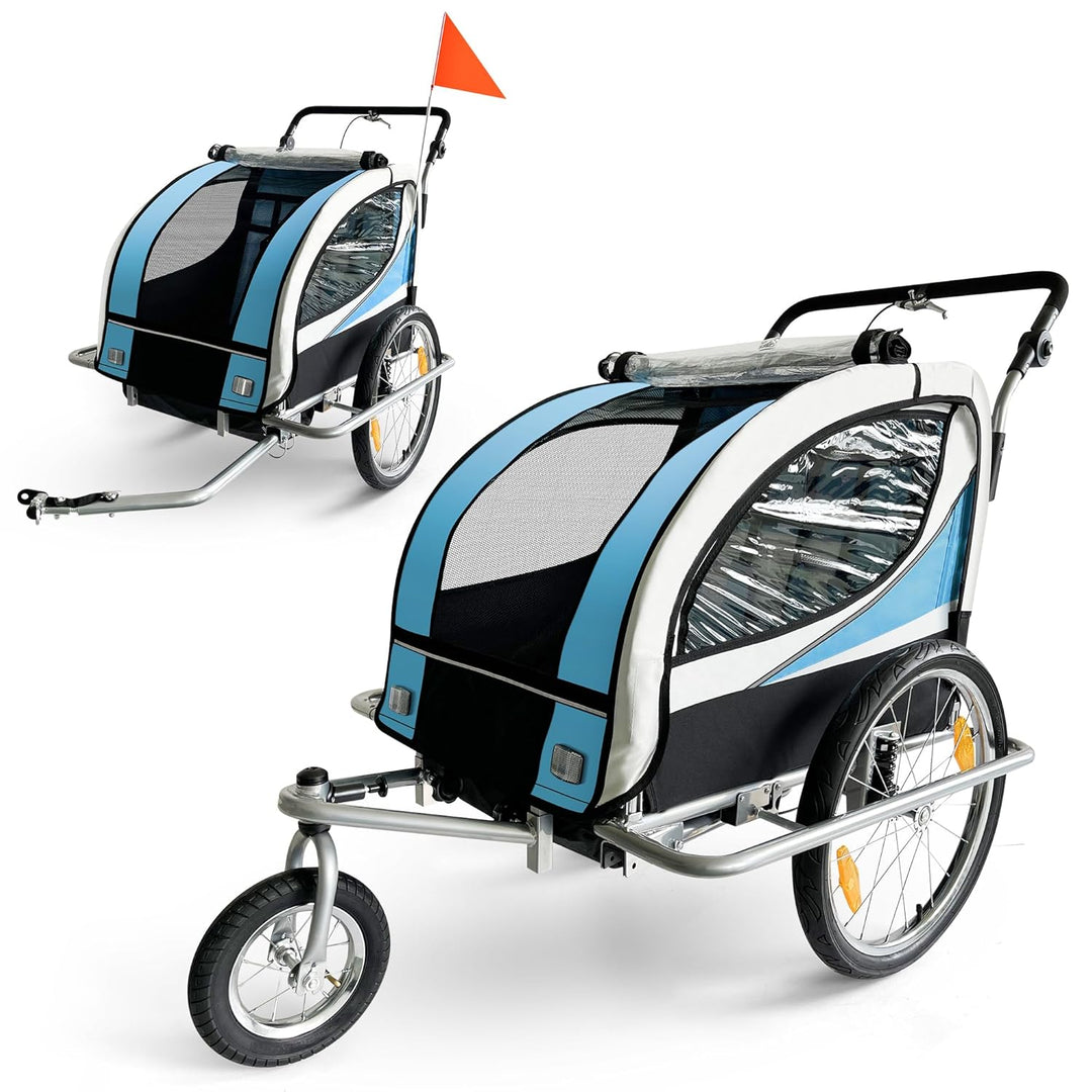SAMAX Fahrradanhänger Jogger 2in1 360° drehbar Kinderanhänger Kinderfahrradanhänger Transportwagen v