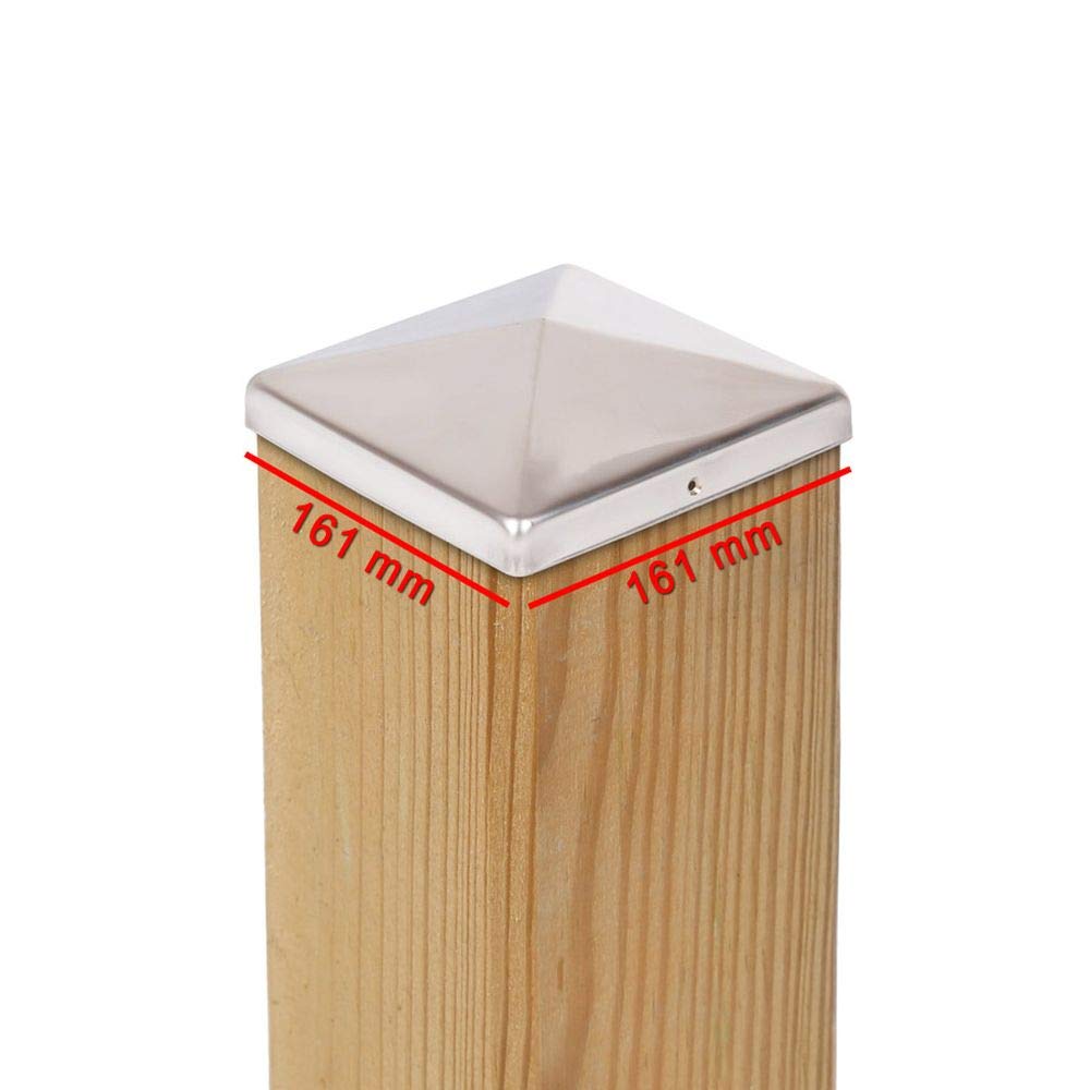 20 x Pfostenkappe 161x161 mm Pyramide aus Edelstahl rostfrei – Abdeckkappe für Holzpfosten 160x160 m