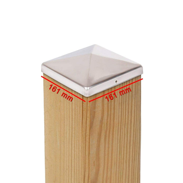 20 x Pfostenkappe 161x161 mm Pyramide aus Edelstahl rostfrei – Abdeckkappe für Holzpfosten 160x160 m