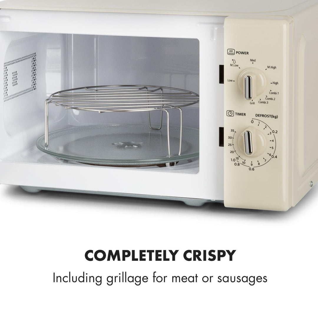 Klarstein Caroline Mikrowelle - Mikrowellen-Grill-Kombigerät, 2-in-1 Mikrowelle Grillfunktion, 20 Li