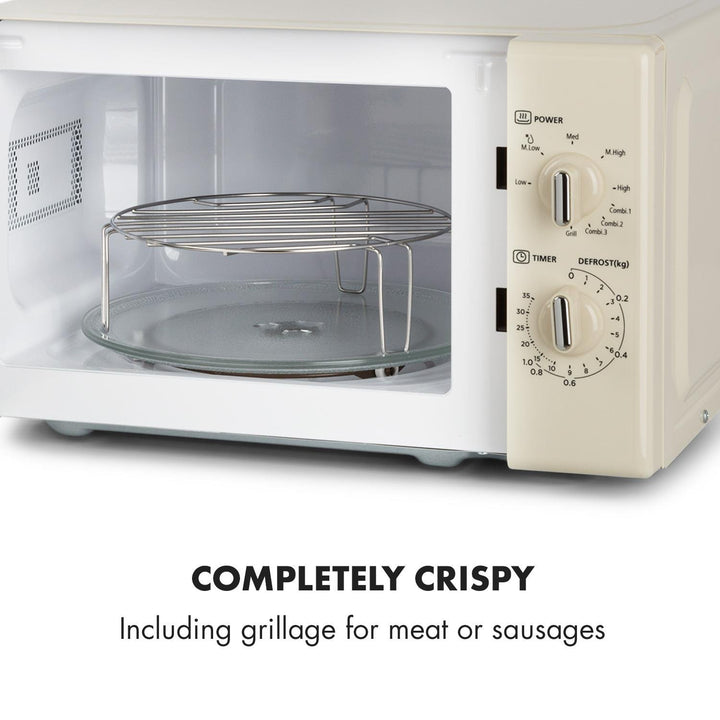 Klarstein Caroline Mikrowelle - Mikrowellen-Grill-Kombigerät, 2-in-1 Mikrowelle Grillfunktion, 20 Li