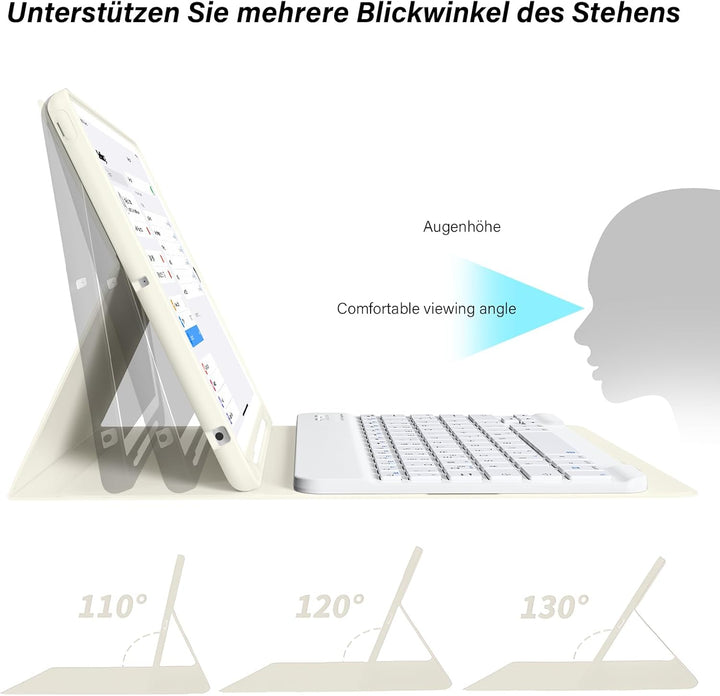 Tastatur Hülle für iPad 10.2 Zoll (9./8./7. Generation - 2021/2020/2019), Soft TPU Rückseite Gehäuse