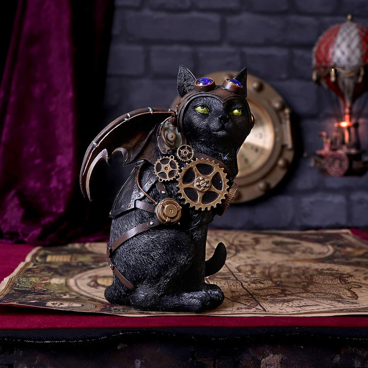 Nemesis Now Feline Flight 22,7 cm Steampunk Schwarze Katze Pilotenfigur