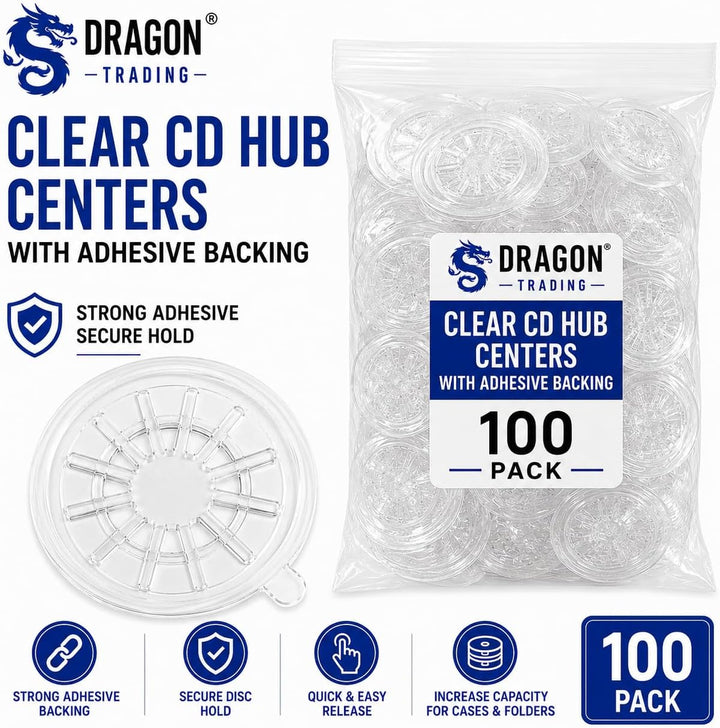 DragonTrading® CD-Hub mit selbstklebender Rückseite, transparent, 100 Stück
