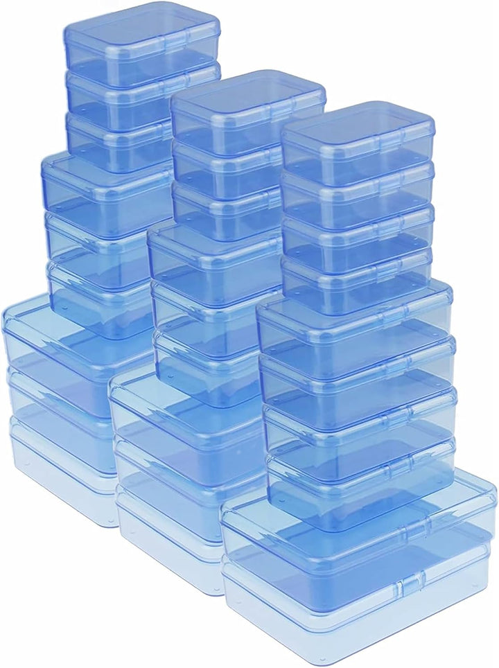 LJY 28-Stück Kleine Aufbewahrungsboxen mit Deckel, 3 Grössen, Stapelbare Sortierbox für Perlen, Bast