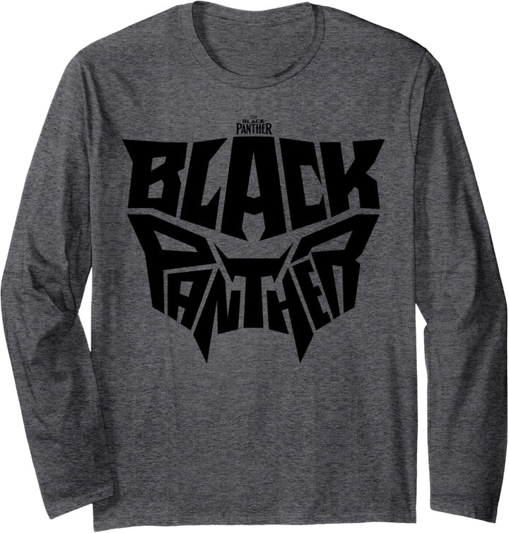 Marvel Black Panther Movie Grey Mask Text Langarmshirt