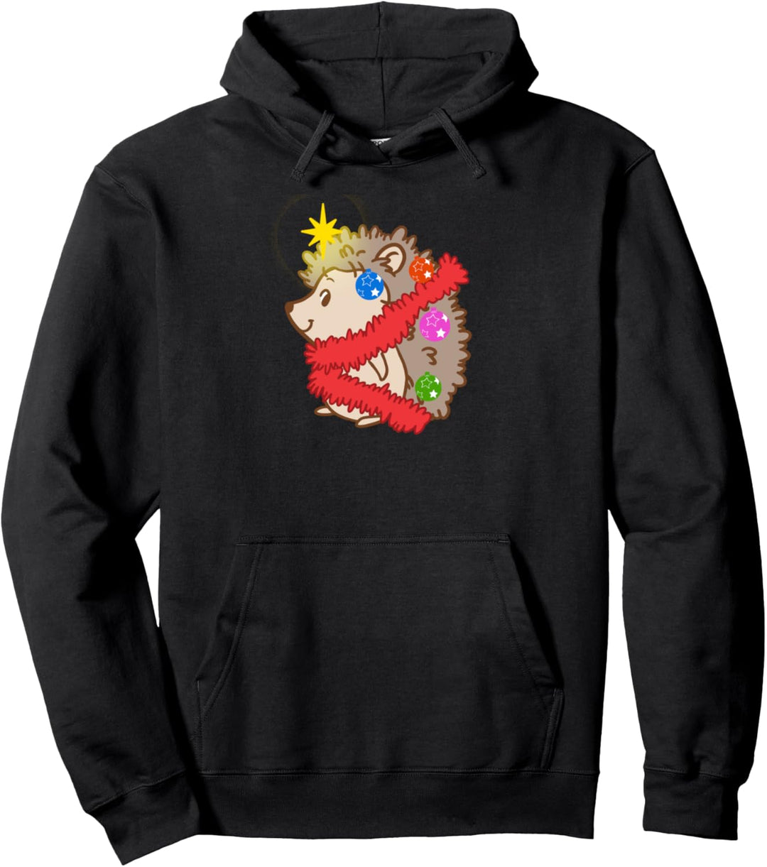 Cute Christmas Hedgehog Gift Pullover Hoodie