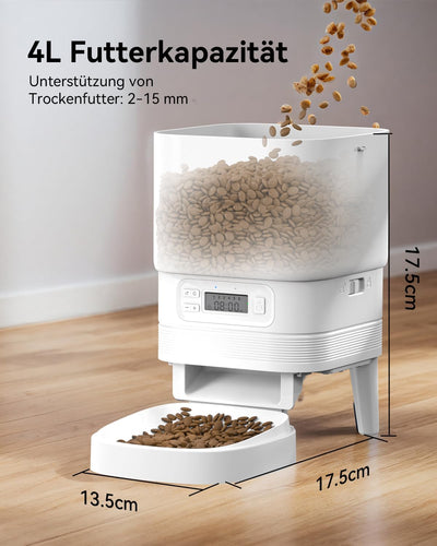 APETDOLA Futterautomat Katze, 5L Katzenfutter Automat, Futterspender Katze mit Programmierbare Porti