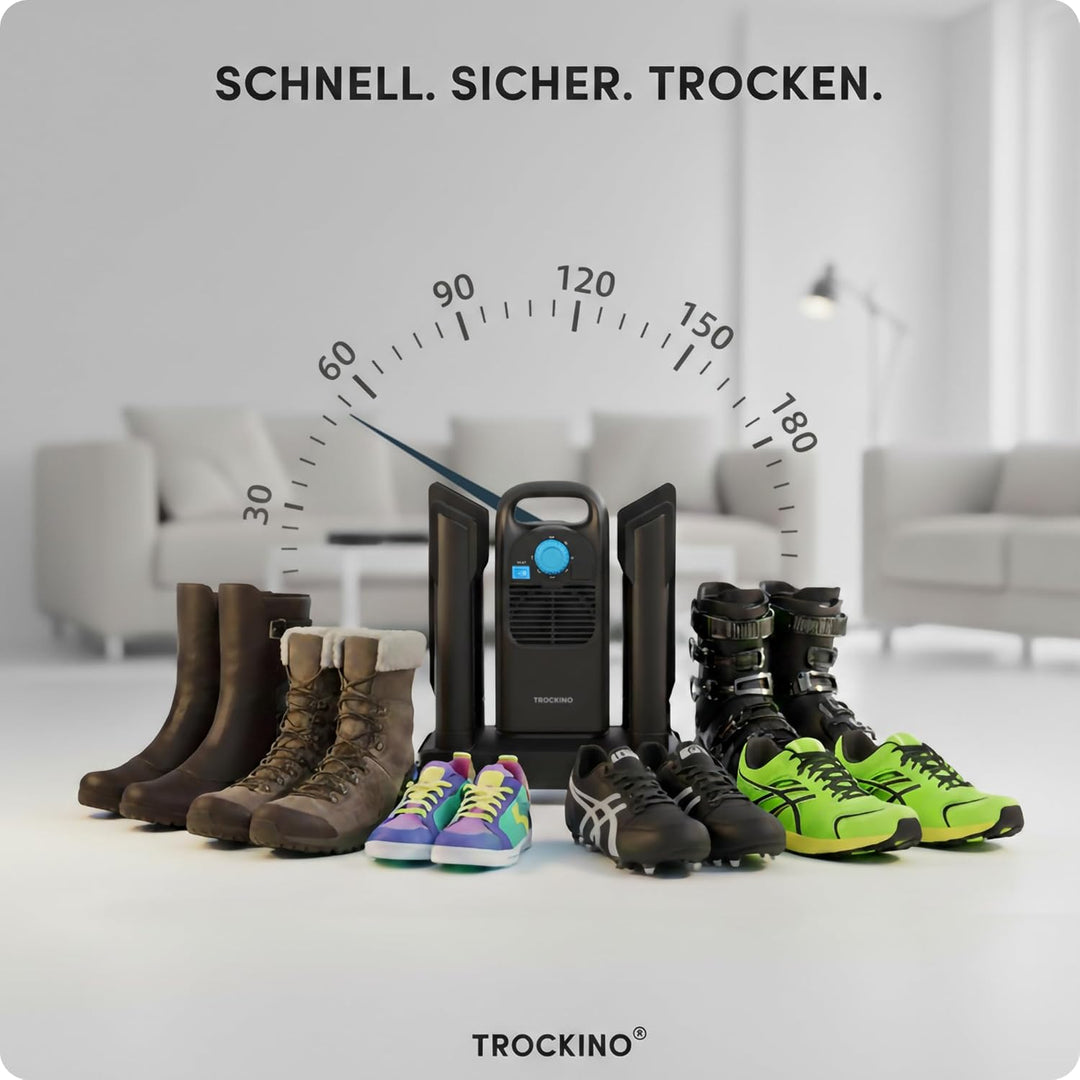Schuhtrockner & Stiefeltrockner für 2 Paar Schuhe mit Timer – ideal für Sportschuhe, Fussballschuhe,