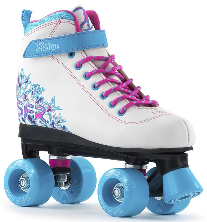 SFR Vision II Mädchen-Rollschuhe Quad, Weiss / Blau White-blue UK 4 / EU 37, White-blue UK 4 / EU 37