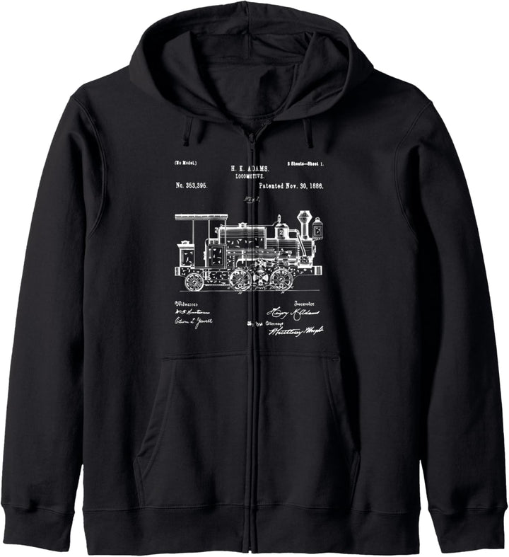1886 Lokomotive Dampflok - Retro Patent Blueprint Geschenk Kapuzenjacke