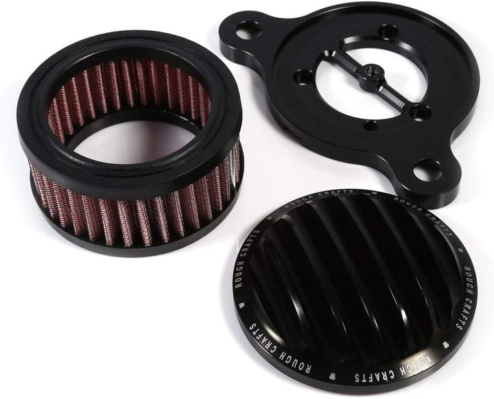 luftfilter Motorrad Luftfilter Ansaugfiltersystem Kit für Sportster XL883 XL1200 2004-2015(Schwarz)
