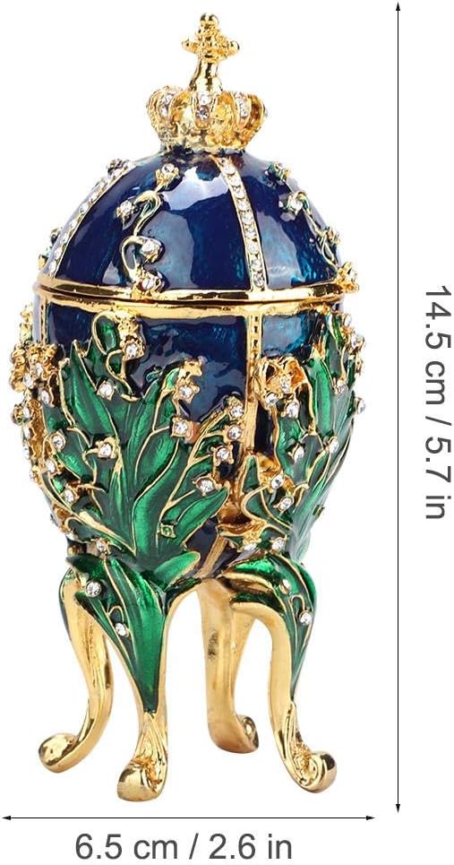 Bemalte emaillierte Faberge Ei Stil dekorative klappbare Schmuck Schmuckschatulle, künstliche Diaman