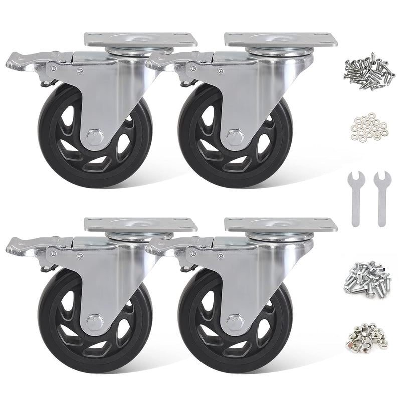 BAOLIHUI 4er Set Lenkrollen für Möbel 100MM Möbelrollen mit Bremse Schwerlastrollen 600KG Gesamtkapa