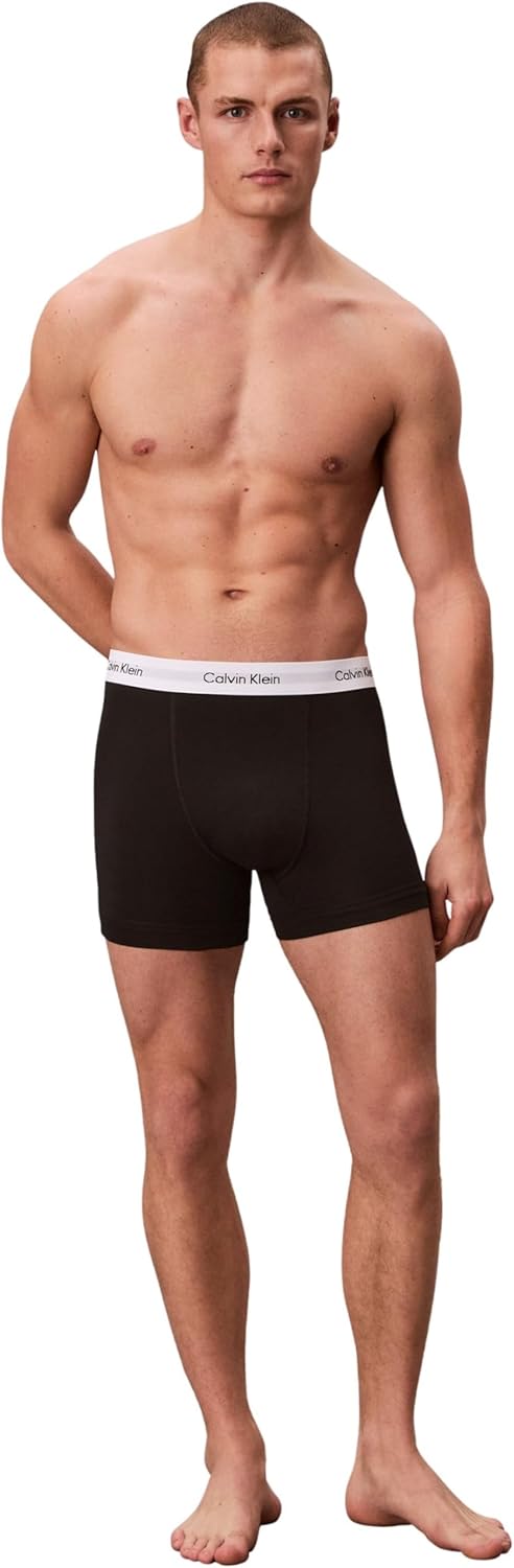 Calvin Klein Baumwolle Stretch 3 Pack Boxer Short, Schwarz Mit Blau/erdbeerfeld/schwarz XL Schwarz,