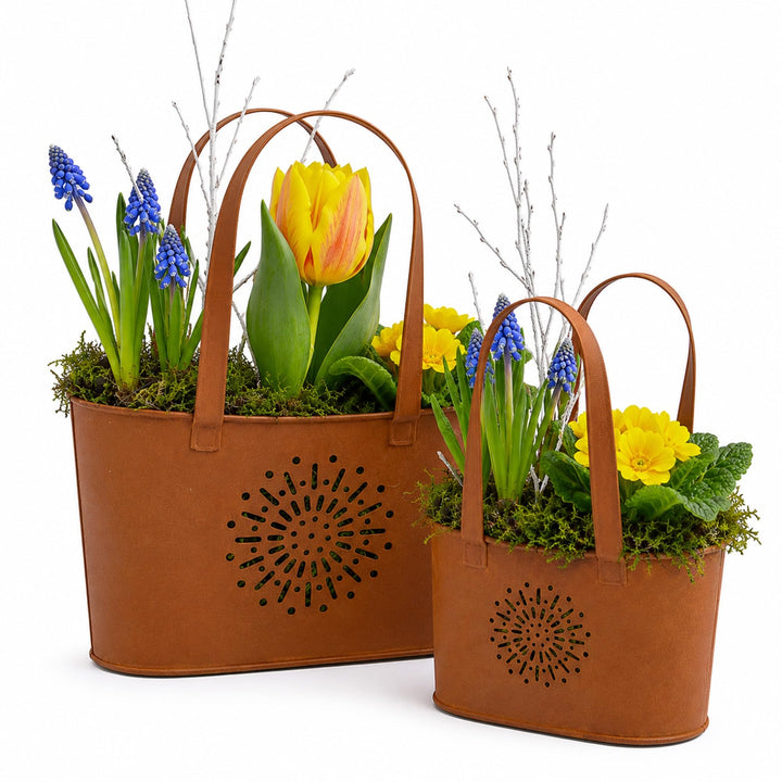 UNUS Garden Handtaschen 2er Set, Gartendeko Rostoptik, Roststecker aus Edelrost Metall, Rost Deko fü