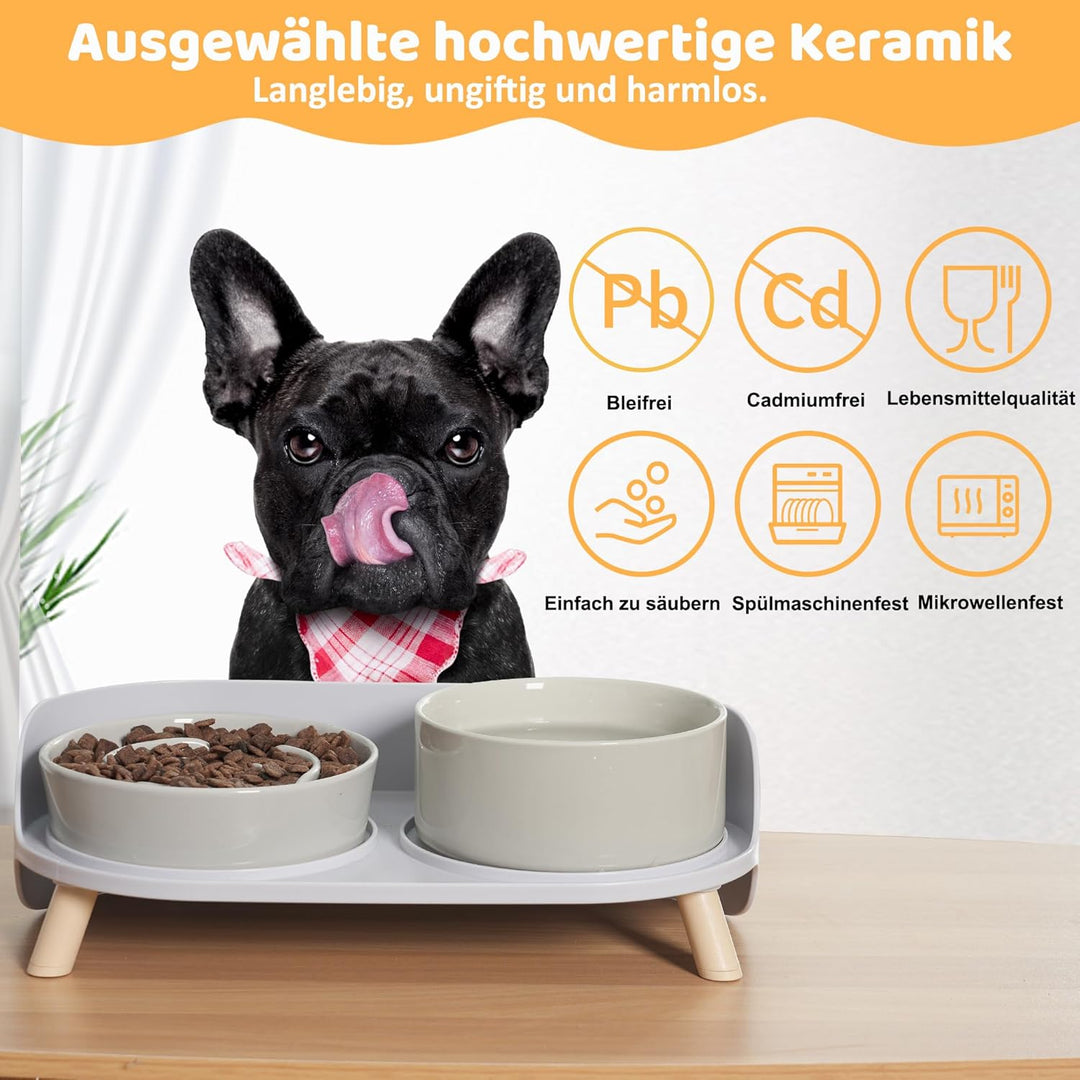 Antischlingnapf Hunde Keramik Hundenapf Erhöht - Anti Schling Napf Hund Set für Mittelgrosse und Kle