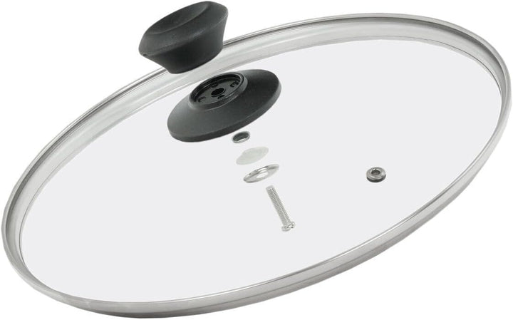 4BIG.fun Wok Bratpfanne Ø24 cm 2,2 L aus Gusseisen mit Holzgriff Glasdeckel Asia Wokpfanne Induktion