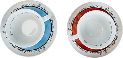 Egan PAF12/1S Cappuccino Tassen-Set, Porzellan, Rot/Hellblau, 2 Stück (1er Pack), 2