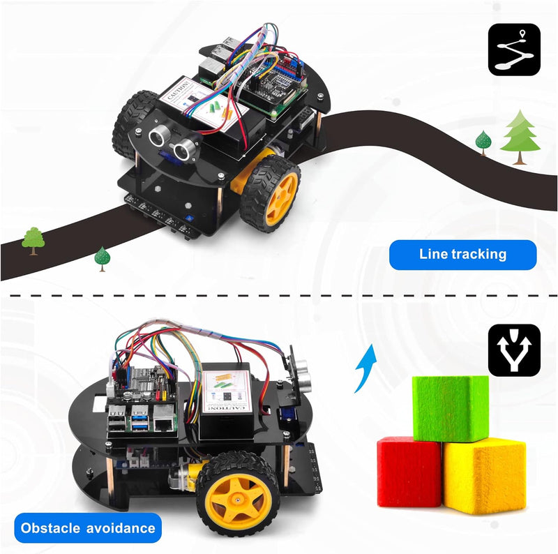 OSOYOO Pie Robot Car, Roboter Bausatz für Raspberry Pi 3B 3A+ 3B+ 4 programmierbar: Mint Kit für Mit