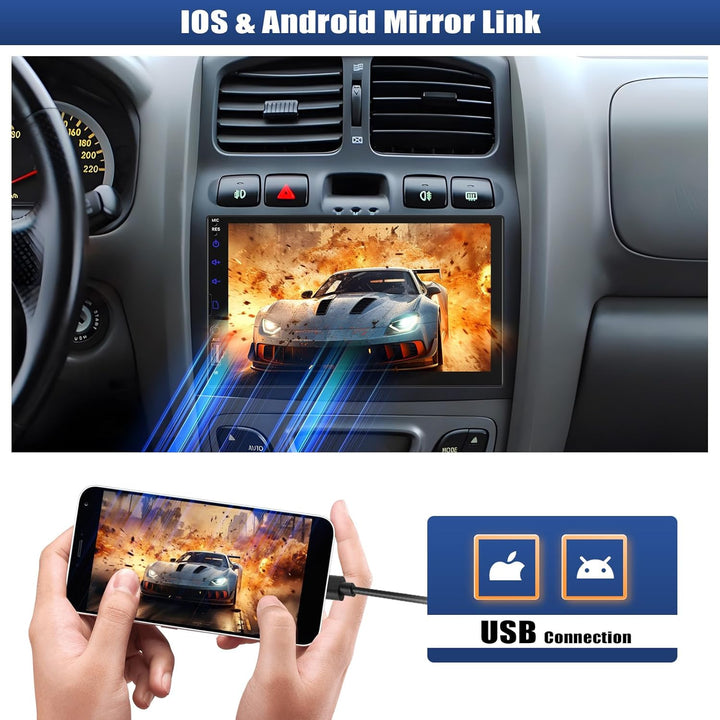 CAMECHO Autoradio Bluetooth 1 Din mit Rückfahrkamera, 7 Zoll Bildschirm Touchscreen Auto Radio mit F