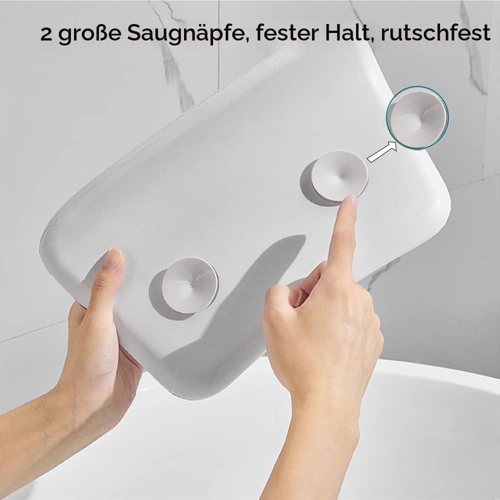 Lonkenn Badewannenkissen, Ergonomisches Badekissen, Stylisch PU-Badekissen mit Saugnäpfen, wasserdic