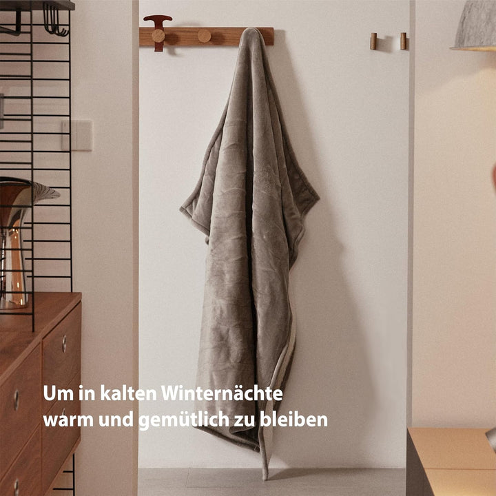 GOTCOZY Heizdecke 130x180 cm - Weicher seidiger Plüsch Wärmedecke Heizdecke 6 Heizstufen und 10 Stun