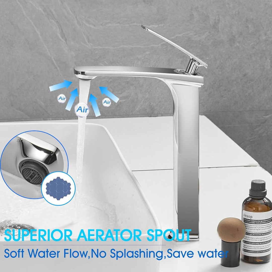 Kelelife Wasserhahn Bad Waschtischarmatur, Einhebel-Badarmatur, Chrom, Hoher Wasserhahnauslauf Polie