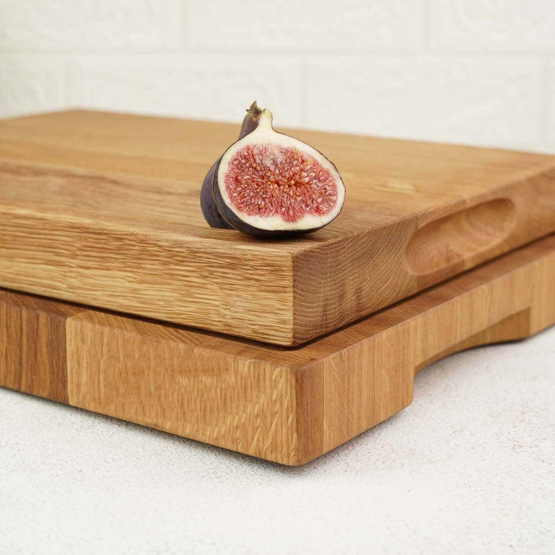 Holz4home Schneidebrett Set Alina Aus massiver Eiche in Geschenkbox mit Pflegeutensilien | Handgearb