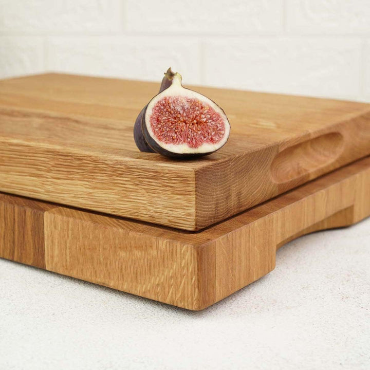 Holz4home Schneidebrett Set Alina Aus massiver Eiche in Geschenkbox mit Pflegeutensilien | Handgearb